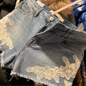 Streetwear Society Blue Jean Shorts with Lace